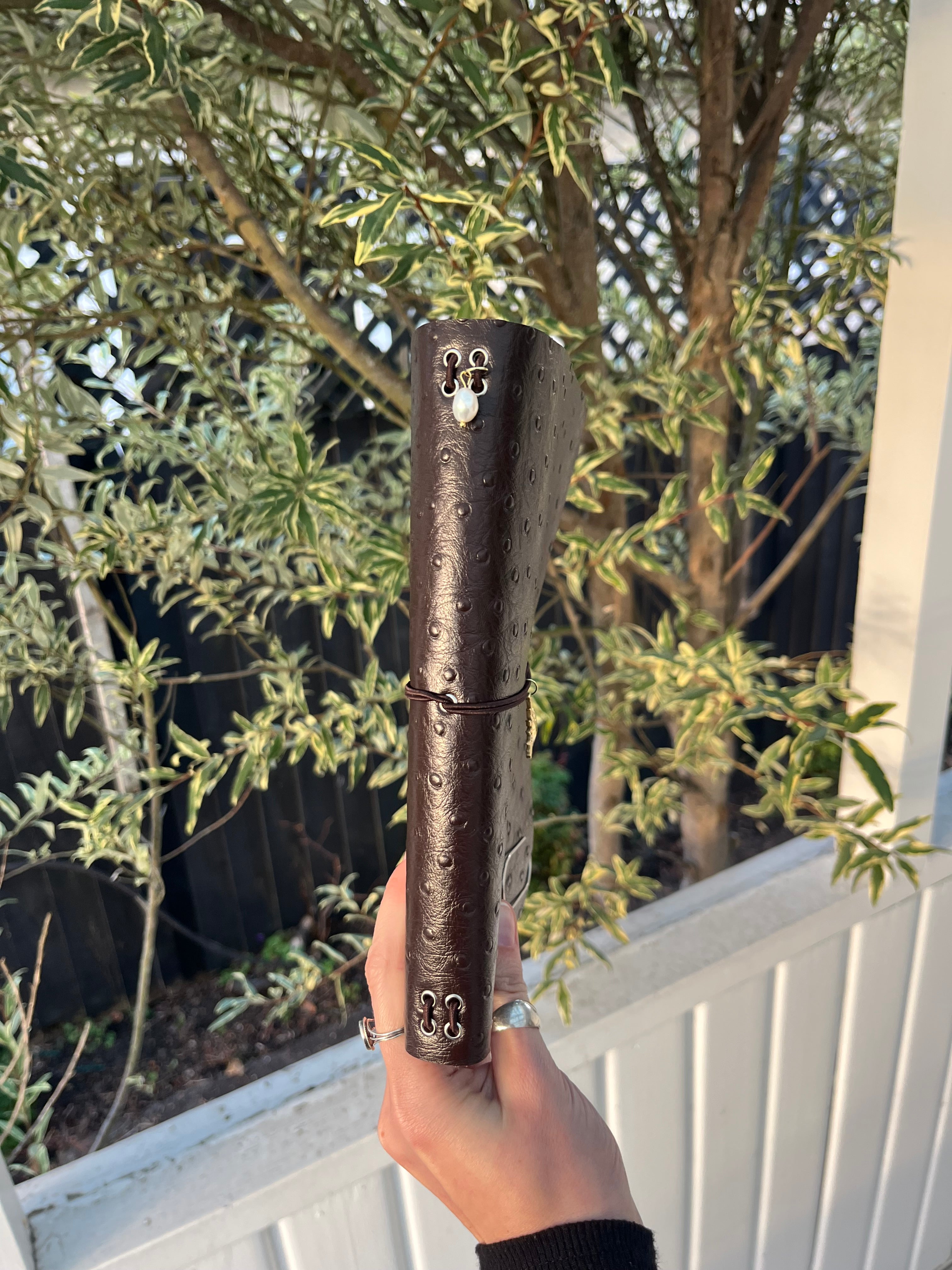 A5 brown embossed